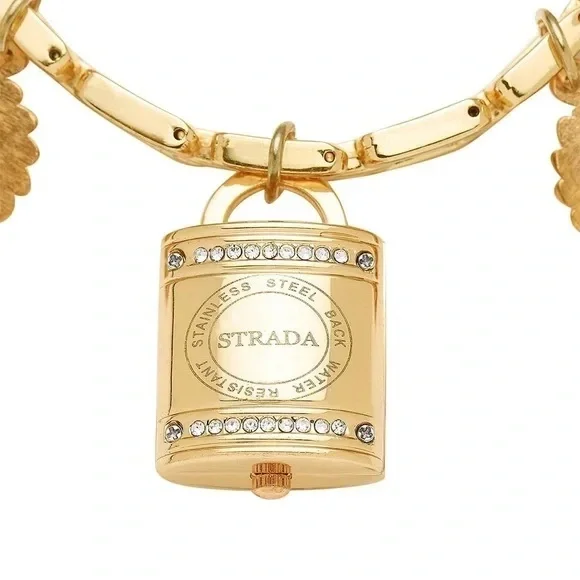 STRADA • Gold Charm Watch Bracelet New Battery Ready To Wear - Picture 2 of 5